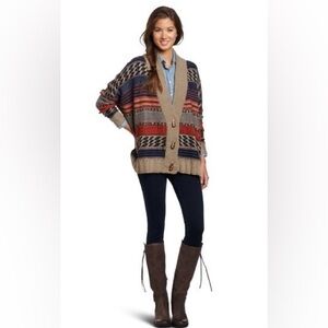 BB Dakota Aztec Oversized Toggle Knit Wool Blend Cardigan Sweater Size Medium